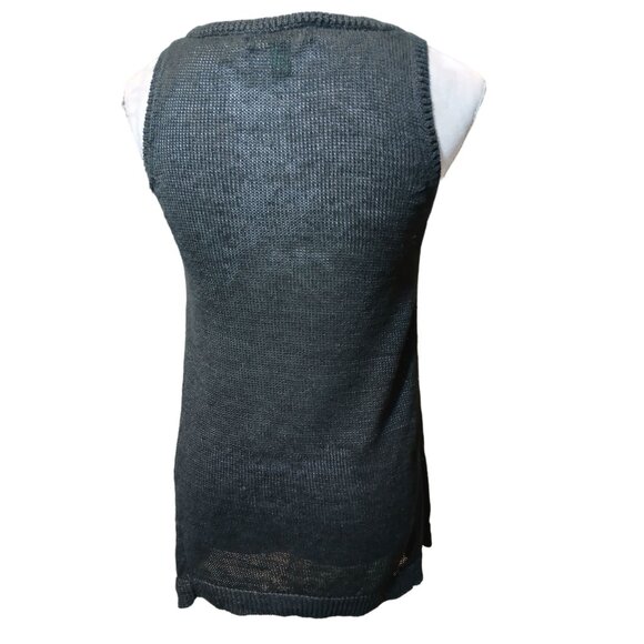 Lauren Ralph Lauren Womens Black Linen Swing Sweater Tank Textured Top Medium - Picture 6 of 7